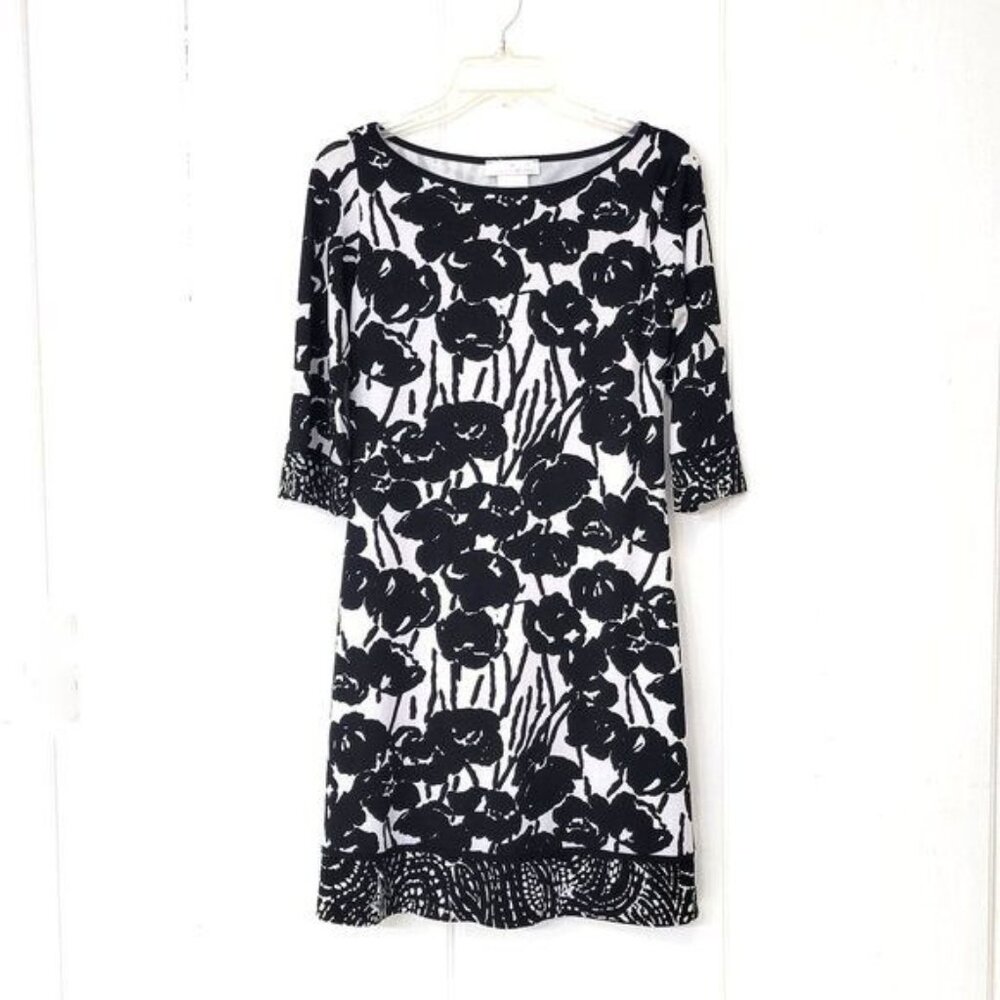 Papillion Blanc Black and White Floral Mini Dress